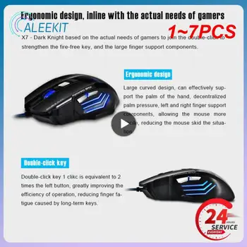 1~7PCS Ergonomické Káblové pripojenie Hernej Myši LED 5500 DPI USB Počítačová Myš Hráč RGB Myší X7 Tichý Mause S Podsvietenie, Kábel Pre PC