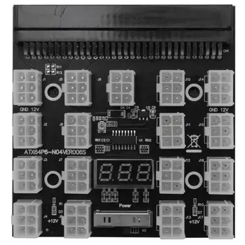 Breakout Board 17 Port 6Pin LED Displej Napájací Modul Server Kartu Adaptér pre 1200W 750W PSU GPU Ťažba BTC ETH