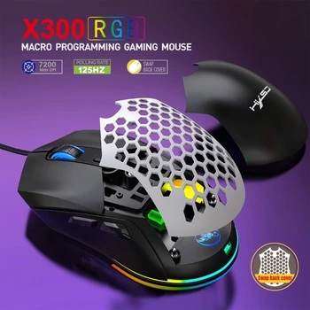Káblové Ľahká Gaming Mouse,7200DPI RGB Podsvietenie Myší s 7 Programovateľné Tlačidlá Vodiča,Ultralight Honeycomb