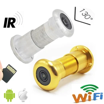 IR Led 1080P Cloud Storage TF Karty WIFI Audio Dvere Očné Jamky Domov širokouhlý Objektív Siete Mini Peephole IP Kamera P2P V380 Pro