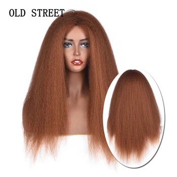 Dlho Syntetické Kučeravé Parochne Yaki Stright Vlasy Čierne Ženy Jednu Farbu Tepelne Odolných Vlákien Afro Žena Halloween Cosplay Parochňu