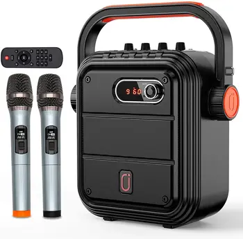 Karaoke Stroj s Dvoma Bezdrôtový Mikrofón Vonkajšie Strany Cestovný Reproduktor