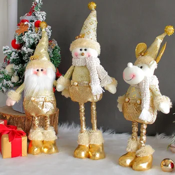 Santa Claus a Vianočné Snehuliak Teleskopická Bábika Zlato Vianočné Bábika Stojí Dekorácie, vianočné dekorácie pre domov