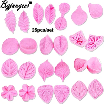 Byjunyeor C266 3D Leaf Rose Javorový List Petal Silikónové Formy Fondant Cake Zdobenie Nástroje Gumpaste Čokoláda, Formy