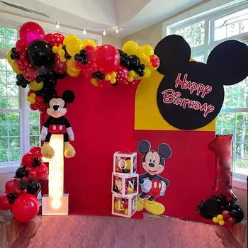 140pcs/Set Disney Mickey Mouse Fóliové Balóniky Červené Čierne Latexové Balóny 32inch Číslo Gule Narodeniny Dieťa Sprcha Party Dekorácie