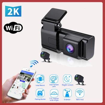 Úsilie&BJ 2K Dash Cam Auta DVR WiFi Dual Objektívom Slučky Nahrávanie Nočné Videnie Parkovanie Monitor Registrátor Auto Kamery