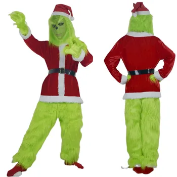 Zelené Vlasy Monster Cosplay Kostým Santa Claus Nastavenie Strany Playsuit Vianočné Prekvapenie Darček