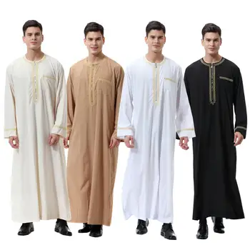 Moslimských Mužov Jubba Thoub Thobe Župan Saudskej Arabčina Abaya Dlhý Rukáv Kaftan Šaty Islamské Oblečenie Ramadánu Eid Blízkom Východe Šaty Šaty