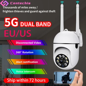 2.4+5G Wifi 5MP Žiarovka Surveillance Camera Krytý 4X Digitálny Zoom AI Ľudských Zistiť Plné Farby Nočné Videnie Bezdrôtový Cam Smart Home