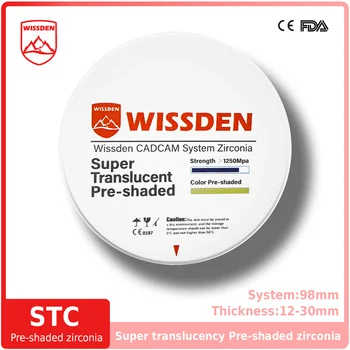 Wissden Pre zatienené Super Priesvitnosť Zirconia Bloky Protézy Materiálov STC 98,12-30mm v Zubnom Laboratóriu Spotrebný materiál