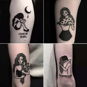 100ks/veľa dočasné tetovanie nálepky sexy tetovanie pre ženy henna tetovanie pre mužov japonský samuraj tetovanie čierne dievčatá tetovanie na zápästí