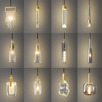 Crystal Prívesok Svetlá Spálňa, Nočné Lampy Pre Obývacia Izba Moderné Domáce Dekorácie Skla LED Závesné Svetlo Kúpeľňa Lesk