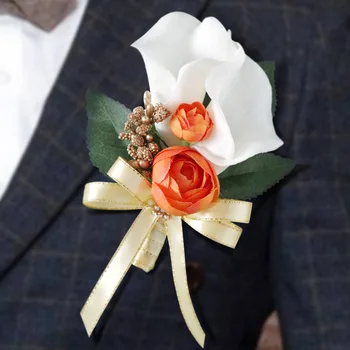 Vintage Umelé Kvety Zápästie Corsage Groomsmen Boutonnieres accesorios de boda Bridesmaid, Svadobné Doplnky