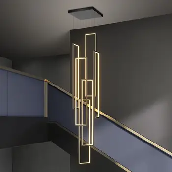 LED Moderný Čierny Obdĺžnik Obývacia Izba s Príveskom, Spálňa, Kuchyňa Luxusný Mezonetový Podkrovný Villa Osvetlenie 