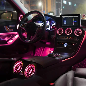 Car Audio 3D Rotácie ý v ýškov ý Reproduktor Dekor Reproduktor Pre Mercedes Benz W205 C Triedy Klimatizácia Otvory LED Osvetlenia Okolitého prostredia 3/64 Farby