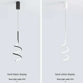 LED Špirála Pásy Prívesok Svetlá Moderný Minimalistický Čierne Biele Závesné Svietidlá Pre Spálne Posteli Domov Dekoratívne Svietidlá Lesk