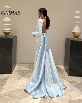 CERMAE O-Krku Dlhé Rukávy Backless Šifón Večerné Šaty Prom A-Line Elegantné Modré Strana Formálne Šaty pre Ženy 2023