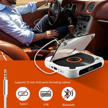 Bluetooth-Kompatibilným CD Prehrávačom USB, AUX Prehrávanie Mini CD Prehrávač Funkcia Pamäte Osobný CD Prehrávač Darček Pre Priateľa Rodiny Študent