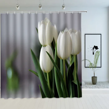 3D Tlač Tulipán, Ruža Čerstvé Kvety Sprchové Závesy Nepremokavé Polyesterové Tkaniny Kúpeľňa Obrazovku Domáce Dekorácie Sprchový Záves