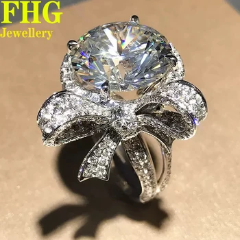 Kolo 8Carat Tvar Au375 9K White Gold Ring DVVS1 Moissanite Diamantový prsteň Luxusné Kvetinové Ženy, Svadobné Party Zapojenie narodeniny