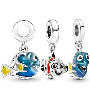 Disney Marlin Clownfish Prívesok DIY Fit Pandora Prívesky Náramok Ženy Pixar Anime Modrá Dory hľadá sa Nemo Korálky pre Bijoux, Takže