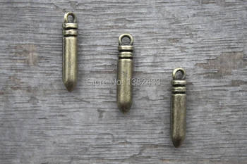 20pcs--Bullet Charms, Antické bronzové 3D Bullet Kúzlo prívesky 24x5mm