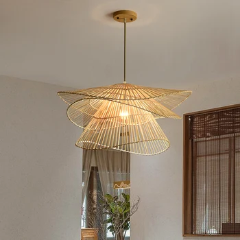 Nové Moderné Tvorivé Prívesok Svetlá Jedáleň Pozastavenie Svietidlo Obývacia Izba Luster Domova Bambusu Ratan Wicker Lampa