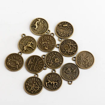 12 súhvezdí prívesok, Šperky hľadanie a komponenty príslušenstvo Tibetské striebro Bronz bronz prívesok šperky DIY #JY115