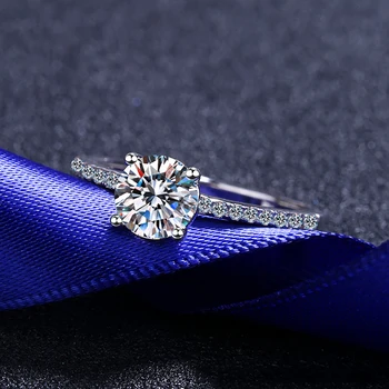 Moissanite Svadobné Kapela Klasický 4 Kolík Snubné Prstene pre Ženy Mincový Striebro Brilliant-Diamond Návrh Krúžok Jemné Šperky