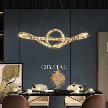 Prívesok Lampa Led Umenie Luster Svetlo Izba Dekor Moderný Luxusný Jedálenský Lesk K9 Crystal Nepravidelný Bar Ocele Zariadenia domova