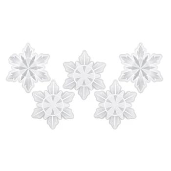 5 Kusov Vianočných Silikónové Živice Formy 3D Snowflake Formy Pre DIY Vianočné Ozdoby