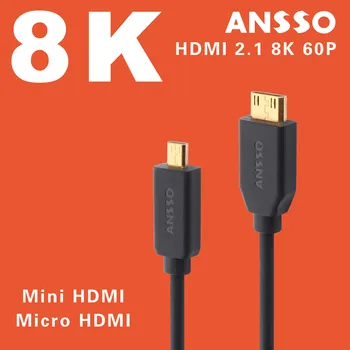 Ansso 8K Mini Micro HDMI 2.1 Tenké, Flexibilné HD Kábel 8K 60P 48 G Prenos Dát Podpora 4K 120P, 8K30P, 4K 60P Prores SUROVÉ