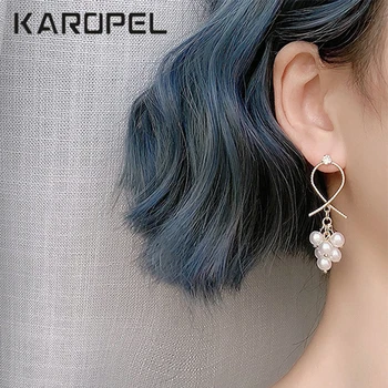 Kórejský Pearl Náušnice Sladké Hrozna Korálkové Ucho Nechtov Duté Line Cross Geometria Ucha Šperky Elegantné Ženy Darček