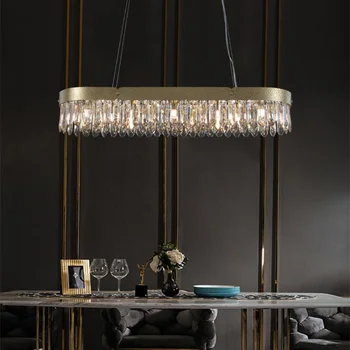 Lampy Nové reštaurácia crystal obývacia izba Led Svetlá luster z nehrdzavejúcej ocele luxusné Európske obdĺžnikový ostrov dekoratívne