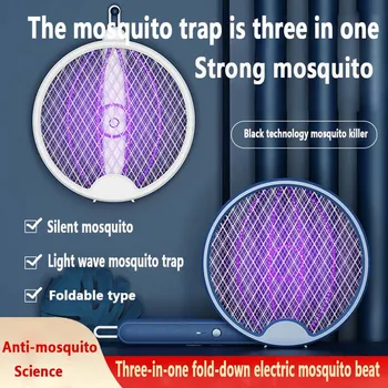 Upgrade Skladací Elektrický Komár Plácačka na Stenu-pripojiteľný Prenosné Mosquito Killer USB Nabíjateľné Fialová žalúziou Mosquitoe