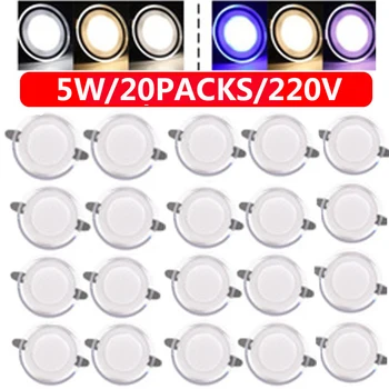10/20 Pack LED Svietidlá 220V 3 Farby Stmievateľné LED Stropné Svietidlá Vnútorné Spot Light Zapustená Svetlá Domáce Osvetlenie