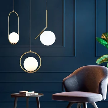 Nordic Spálňa Svetlo Luxusné Moderné LED Jednoduchá Sklenená Guľa Luster Obývacia Izba, Reštaurácia, Bar Čisté Červené Dlhý Riadok Jeden Vedúci