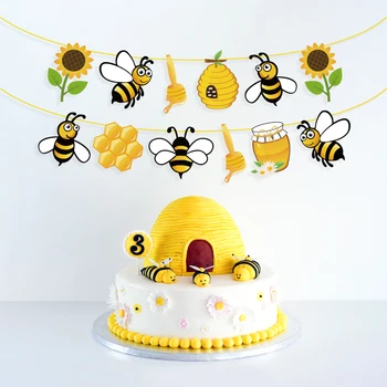 Žltá Honey Bee Cartoon Jar Baby Sprcha Dekorácie Na Stenu Visí Bunting Banner Dieťa Narodeniny Slnečnice Strana Dodávky