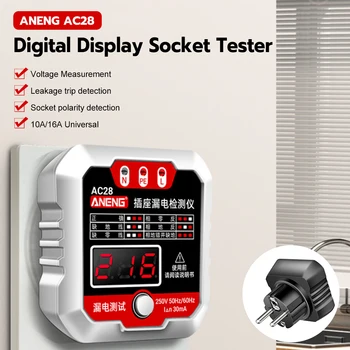 Multi-funkčné Digitálne Zásuvky Zásuvky Pravopisu S LCD Displej Polarita Fáze Pheck Detektor Napätia Testovacích nástrojov