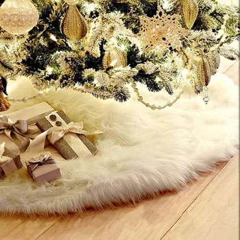 Vianočné Ozdoby 2023 Biely Plyšový Umelú Kožušinu Koberec Vianočný Stromček Sukne 90CM Nový Rok 2024 Vianoce Domova Noel Navidad Darček