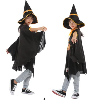 Halloween Plášť Detí Čarodejnice Úlohu Hrať Výkon Tekvica Lebky Ghost Festival Party Trik Alebo Liečbe Šťastný Hallooween Deň