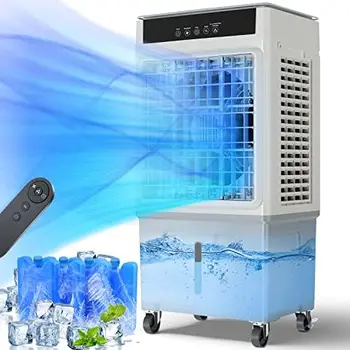 Prenosné klimatizačné zariadenie 3-V-1 v dôsledku vyparovania Chladnejšie, 20 stôp Diaľkové Ovládanie, Normálny/Cool Režimy, 3 Rýchlosti, 1500 CFM, 100 Stupeň Oscil