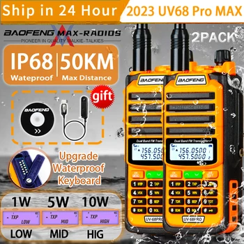 2 ks 2023 najlepšie baofeng rádio UV68 P. M V2 IP68 Extrémna hydroizolácie 10W Vysoký Výkon 50 KM Dlhý Rad Vzdialenosť Upgrade UV9R Walkie