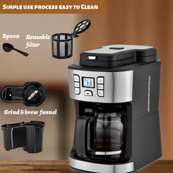 Multifunkčné automatické espresso drip kávovar s bean brúska rezervácie funkcia 1.8 L kávovar