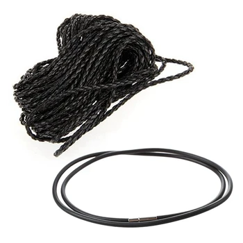 9 M, Čierna Pletená Kožený Náhrdelník Kábel String DIY 3 mm HORÚCE S 3 mm Čierne Gumové Kábel Náhrdelník - 24 Palec