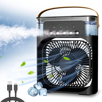 Prenosné klimatizácie Ventilátor Mini Vyparovaním Vzduchu Chladič Zvlhčovač s 7 Farieb LED Svetlo 1/2/3H Časovač, 3 Rýchlosti a 3 Sprej Režimy