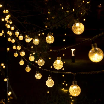 5M/7M/12M Slnečné Svetlo Vonkajšie Nepremokavé Camping Záhradné Dekorácie LED Crystal Ball Solárne String Svetlá na Vianočné Rozprávky Garland