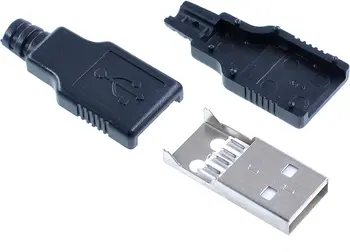 20pcs USB 2.0 Type A Male Zásuvka 4 Pin Konektor Konektor s Čiernym Plastovým Krytom