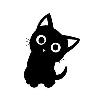 Roztomilý Kreslený Mačiatko Pet Mačka Zábavné Vinyl Odtlačkový Okno Dekor Auto Nálepky, Black/Silver,15 cm*11 cm