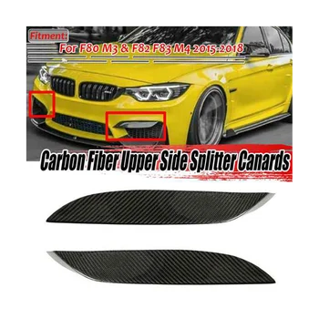 Skutočné Uhlíkových Vlákien Predný Nárazník Strane Splitter Canards Pery Spojler pre BMW F80 M3 F82 F83 M4 2015-2018